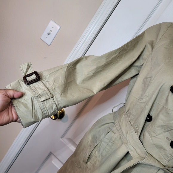 Zara Basic Kahki long Sleeve Trench Coat - Picture 6 of 13